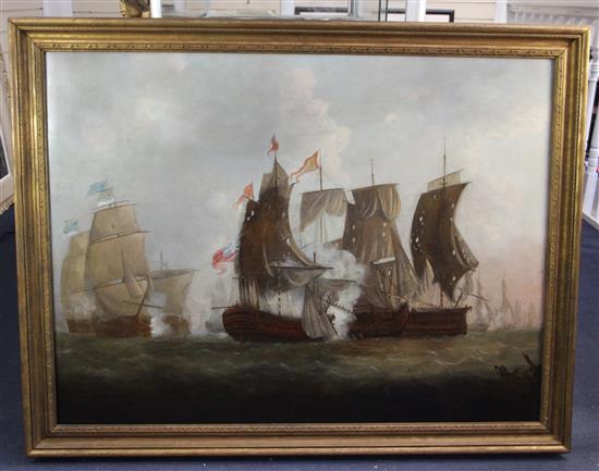 Follower of William Knell (c.1808-1875) A naval battle 33 x 44in.